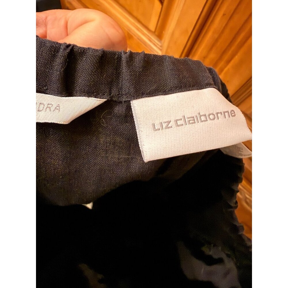 Vtg Liz Claiborne Audra Womens Black Linen Wide-Leg Pants Size 10 Comfortable - Picture 11 of 13